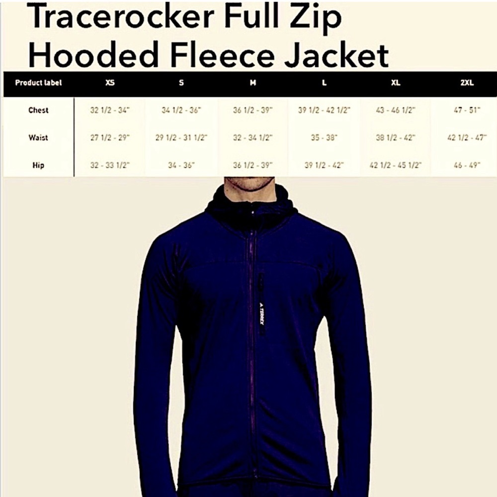 NWT Adidas Men’s Terrex Tracerocker Full Zip Hooded Jacket - Picture 7 of 8